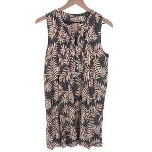 Faherty Womens Isha Pintuck Dress Linen Tropical Palm Small